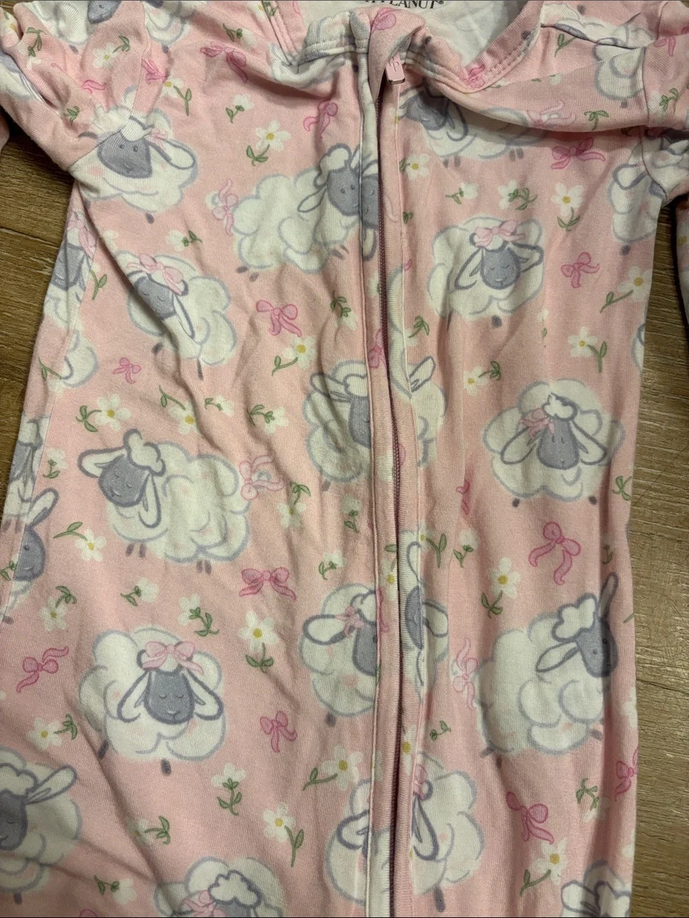 Posh Peanut Pink Sheep Print Footed One-Piece